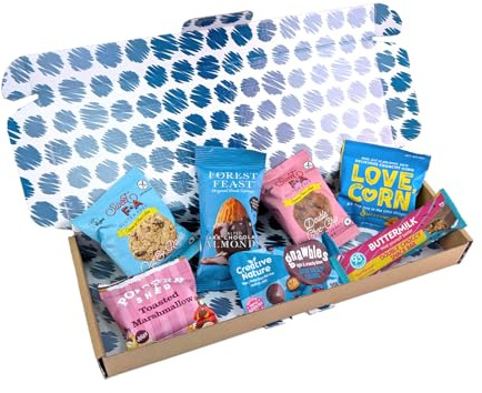 Penny Post Vegan & Gluten Free Letterbox Gift – Sweet & Savoury Treats with Chocolate, Popcorn, Biscuits, Nuts & Snacks – Vegan Hamper & Gluten Free Hamper Gift for Her, Him, Friends