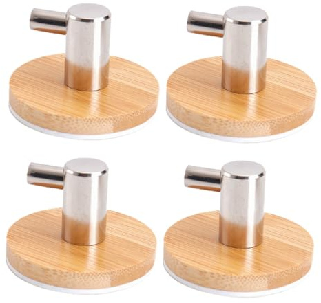 GALPADA 4pcs Strong Adhesive Coat Hooks Bamboo Wall Hangers for Bathroom Kitchen Bedroom No Drill Easy Install Multifunctional Towel Hanging Rack
