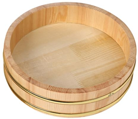 WATIIFUFU Cuenco Hangiri Japonés Grande de Madera Khaki para Sushi | Set para Hacer Sushi en Casa, Bandeja para Servir Sashimi, Cubo de Sushi de Uso Restauración
