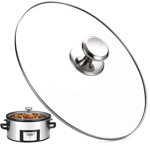 Oval Glass Lid 6 Quart Replacement for Crock-Pot 6-Quart Programmable Slow Cooker (CPSCVC60LL-S), 6qt Slow Crock Pot Lid Replacement, Clear Cooker Crock Pot Lid Part