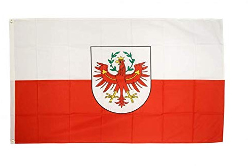 Flaggenfritze Österreich Flagge Tirol 90x150 cm mit 2 Metallösen, Österreichfahne wetterbeständig, Polyester, doppelt genäht, Fanartikel und Dekoration