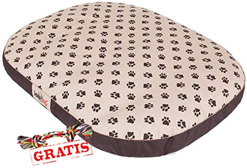 HobbyDog OVAL MOWBEZ7 + Spieltau gratis Hundebett Ruheplatz Hundematratze Hundekissen Hundematte Schlafplatz (4 Verschiedene Größen) (M (70 x 50 cm))