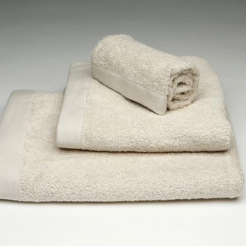 Burrito Blanco Juego de Toallas 3 Piezas | Bidet 30x50cm | Manos 50x100cm | Ducha 70x140cm | 100% Rizo Algodón | Color Beige Medio