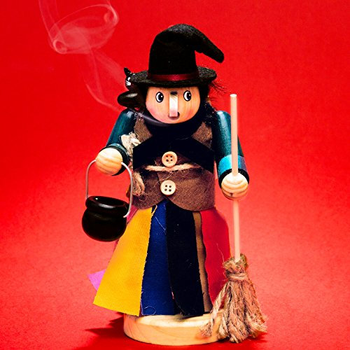 Sikora Holz Räuchermännchen Hexe mit Katze und Besen Weihnachtsfigur Deko Räucherfigur H: 21.5 cm - RM-H, Farbe/Modell:H01 Hexe mit Katze und Besen, Höhe in cm:Höhe ca. 21.5 cm