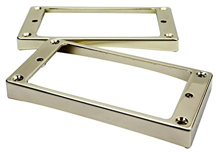 Guyker böjd botten metall Humbucker pickup monteringsring set – bro och hals pickuper skyddsram ersättning kompatibel med Les Paul LP-stil elgitarr eller precisionsbas (2 st, gyllene)