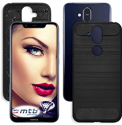 mtb more energy® Hülle Carbon für Nokia 8.1 Dual SIM (6.18'') - Schwarz - flexibel - TPU Case Cover Tasche Schutzhülle