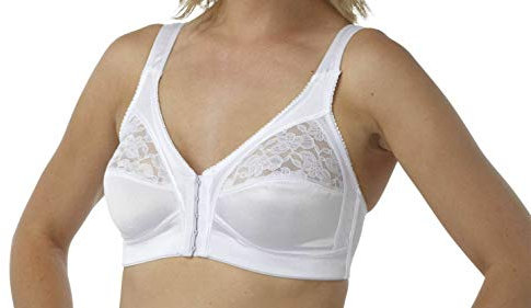 Women's Marlon Front Fastening Soft Cup Non Wired Bra Size 34-48 Cup B-E White (B, White, 44)