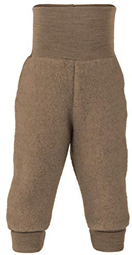 Pantalón de forro polar para bebé, 100% lana virgen, ángel natural, con cintura para el ombligo Walnuss Melange 62/68 cm