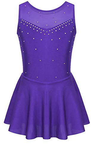 ranrann Maillot de Patinaje Artístico para Niña Vestido de Danza Clásica Lentejuelas Leotardo de Gimnasia Rítmica Baile Práctica Yoga Disfraz Bailarina Morado 8 años