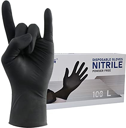 Wostar Nitrile Black Gloves Large 100pcs 4mil Nitrile Black Disposable Gloves Powder Latex Free Black Nitrile Gloves