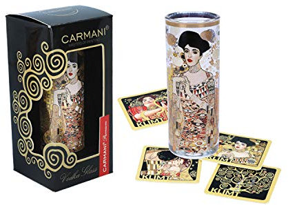 CARMANI - Fancy Shot Glass Decorated with Gustav Klimt 'Adele Bloch Bauer I.' Painting 60ml