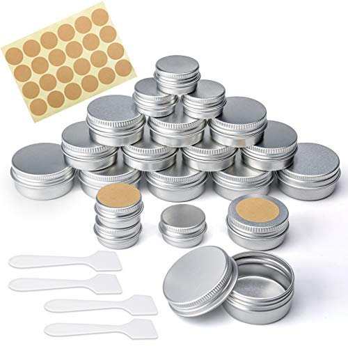 20 Stück Aluminium Leer Döschen 3 Größen Kosmetik Behälter Rund Reise Cremedose Tiegel für Creme Lotion Masken Kosmetik Nagelkunst (20 ml,10 ml, 5 ml)