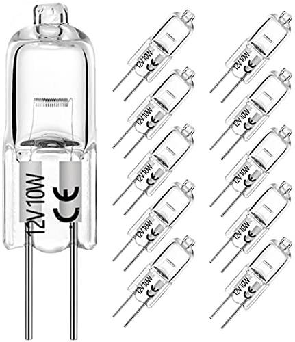 YBEK G4 Halogen Bulbs 10W 12V T3 JC Type 2 Pin Base Replacement for Landscape Under Cabinet Puck Light Track Lighting Dimmable(10 Pack)