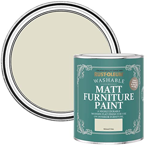 Rust-Oleum beige Möbelfarbe mit Matt-Finish, geruchsarm und wasserbasiert für Innenholz - Hafermilch 750ML