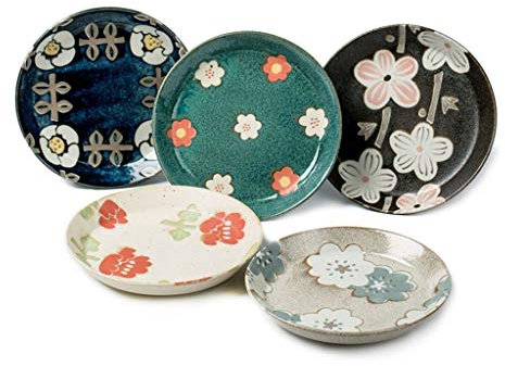 Platos llanos/platos postre Placa de la serie de flores nórdico de 5,5 pulgadas del plato de cerámica de estilo japonés □ hueso del plato plato pequeño bebé de la mariposa de la cerámica placa de post