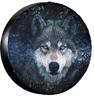 Ersatzrad-Reifenabdeckung, Wolf 3D Wasserdicht Staubdicht Radabdeckungen Ersatzreifen Tasche 16 Zoll