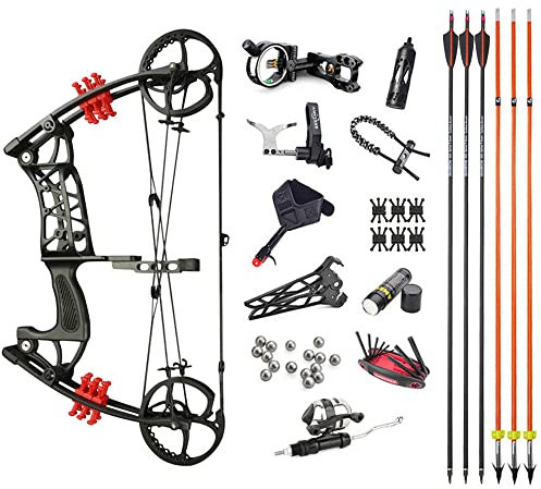 SHARROW Bogenschießen Compoundbogenset Dual-Zweck Katapult Stahlball Compound Bögen 30-55lbs Einstellbar Jagdbogen Compoundbogen Kit für Bogen Angeln Jagd (Typ 4)