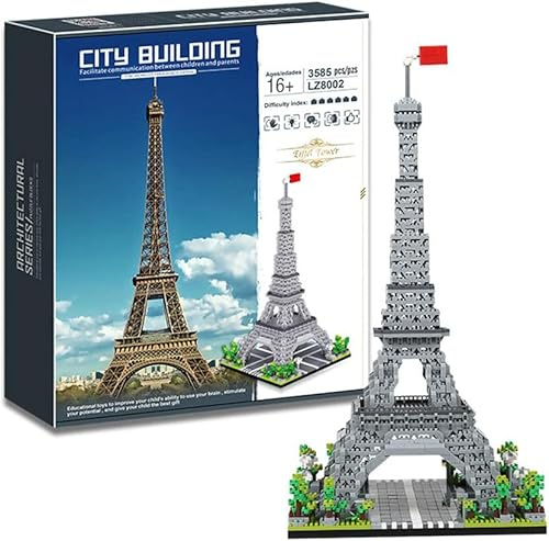 Building Blocks Set Paris Eiffelturm World-Famous Architecture Building Set, 3585 Klemmbausteine Mini Building Blocks Toys, Gift for Adults