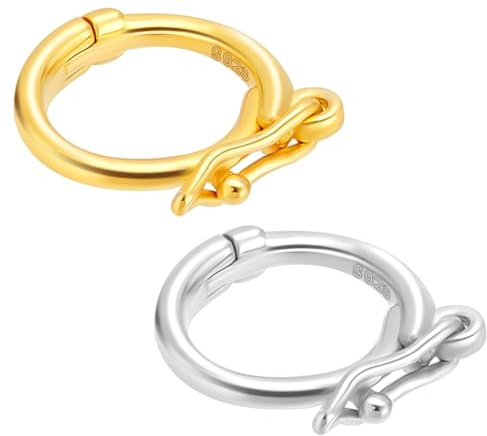 PH PandaHall 925 Sterling Silver Necklace Enhancer Clasp, 2pcs 6mm Jewelry Clasp Chain Shortener Clasps Bracelet Extension Click Clasps for Necklaces Bracelet Anklet Jewelry Keychain, Golden/Platinum