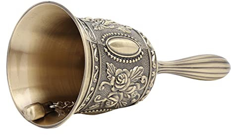 Hapivida Vintage Handglocke, Zinklegierung Antike Geprägte Rufglocke mit Rosenmuster, Laute Rufglocke für Service, Tee, Abendessen, Hochzeiten, Thekenempfang, Tierfütterungsspiel