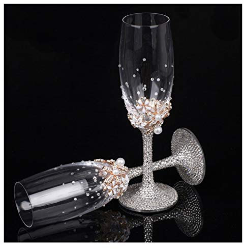 Copas para Champaña Diamond Wedding Champagne Toast Flaute, Un Conjunto De 2 Copas, Copas De Vino De Cristal, Gafas De Champán Y Copas De Vino Tinto Copas de Vino/Flautas de Champán