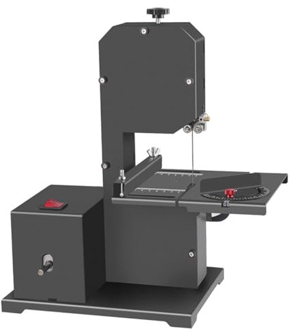 Mini máquina de sierra de cinta multifuncional 1750RPM Sierra de cinta de banco Sierra de mesa Sierras de escritorio eléctricas Pequeña herramienta de corte de bricolaje para el hogar Máquina de torno