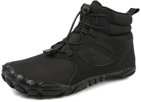 SECHRITE Mens Womens Barefoot Minimalist Shoes Zero Drop Sole Five Fingers Toes Sneakers Wide Toe Box Winter Snow Boots for Parkour Athletic Hiking Trekking Trail Running Workout Footwear Black 41
