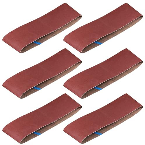 6 x 48 bandas de lijado, grano 120 6 x 48, correa de lijado de óxido de aluminio, papel de lijadora de banda para lijado de madera y pintura, paquete de 6 (6 x 48 pulgadas, grano 120)