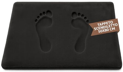 SONIT – Tappeto Scendiletto Grigio Antracite 50x80 cm, Morbido per Camera da Letto e Salotto, Antiscivolo Assorbente per Interni, Tappeto Moderno e Lavabile per Uso Quotidiano