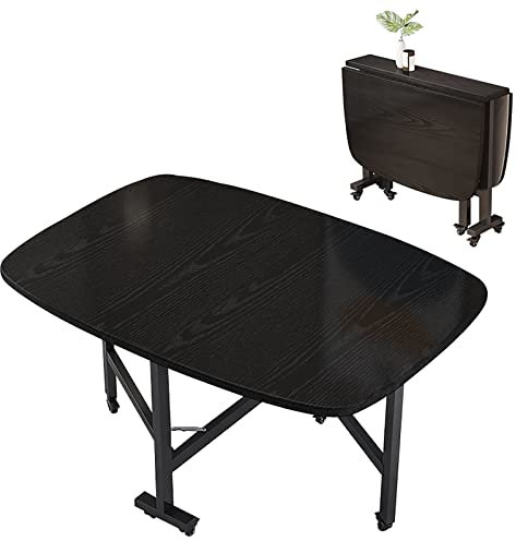 Zusammenklappbarer Küchentisch Holz Rechteckiger Esstisch Drop-Leaf Klapptisch mit beweglichen Rädern - Sparen Sie Platz mit runden Kanten Design