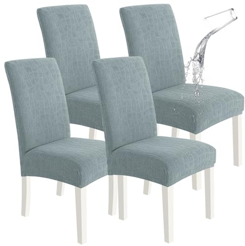 Ystyle Stretch Stuhlhussen 4er Set, Stuhlbezug Elastischer, Hussen Für Stühle Abnehmbarer, Stuhlbezüge Chair Cover Langlebig Universal, Für Bankett Deko Und Hochzeit Partys, Grau Blau