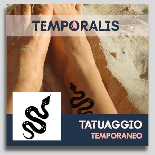 Fake Tattoo Schlange – Temporalis® | Temporäre Tattoos für Erwachsene – EU-zertifizierte Kosmetik, vegan & wasserfest – Hält 1 bis 2 Wochen [ Gewundene Schlange ]