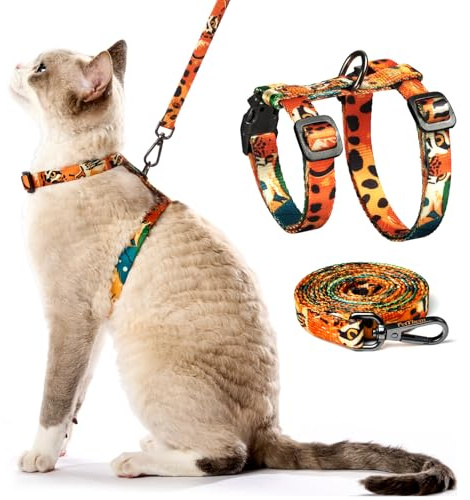 Cat Harness and Leash Set - Escape Proof Adjustable Cat Harness, Comfortable Soft Lightweight, Use Safe & Easy, Walking Travel Kitten Harness for Small Medium Large Cats