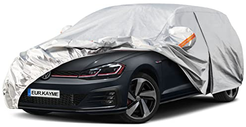 Kayme 6 Layers Hatchback Car Cover Waterproof Breathable, Outdoor Full Cover Rain Sun Dust All Weather Protection. Fit Ford Focus, VW Golf, Mercedes A Class, Opel Astra, etc. (415 To 450 cm) 2L