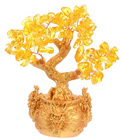 VINTORKY 1stück Gelber Geldbaum Tischdeko Feng Shui Glücksbaum Für Und Dekoration Einzigartiges Design Für Zuhause Und Büro