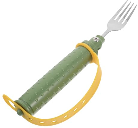 Beavorty Horquilla Adaptable de Acero Inoxidable Ángulo Ajustable, Utensilio Ergonómico Portátil para Personas Mayores y Discapacitadas, Ayuda para Comer en Casa y Viaje