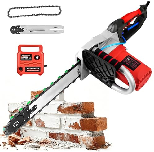 Concrete Saw, Concrete Cutting Saw 6500W Wet Water Supply Dust Removal Brushless Wall Grooving Machine w/Water Pump, 19.68in Depth, Water Fed Dust Suppression, for Slotting Brick, Concrete Grooves
