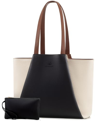 LOVEVOOK Handtasche Damen 15,6 Zoll Laptoptasche, Shopper Tasche Leder Tote Bag Women Aktentasche Lehrertasche mit Laptopfach, Wasserdicht Schultertaschen Umhängetasche für Business Lehrertasche Büro