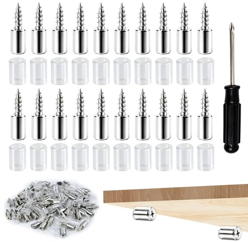 80 Stück Regalbodenträger 7,5mm, Bodenträger für Einlegeboden Halter mit Gummischutz, Regalbodenhalter Selbstschneidende Schraube für Möbel, Schränke, Kleiderschränke, Bücherregale