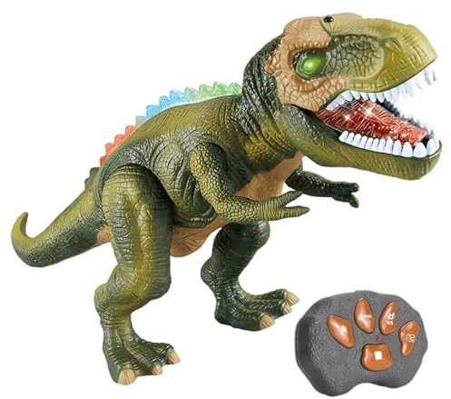 lyanny Juguetes de Dinosaurios | Dinosaurio con Control Remoto con Luz Rociador Y Rugido - Figuras Electrónicas Realistas Que Caminan para Niños Y Niñas En Cumpleaños Y Navidad