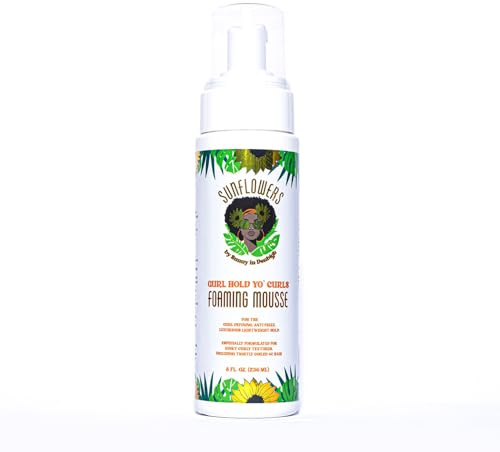 SUNNY IN DENBIGH Sunflowers Gurl Hold Yo' Curls Foaming Mousse, Lightweight Anti Frizz Curl Defining Foam For Wash And Go, Braids And Twists, Quick Drying Hold For Kids And Textured Hair, 8 fl oz