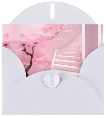 Cartes de vœux nacrées en forme de fleur de cerisier blanc – Cartes horizontales pour toutes les occasions avec enveloppes, élégante carte scintillante pour anniversaire, Noël, intérieur vierge