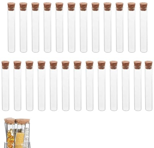 25 Stück Reagenzgläser mit Korken, 12 * 75mm Glas Reagenzgläser Transparente Reagenzglas Vase, Klein Transparent Badesalz Gefüllt Reagenzgläschen Glas für Blumen Spices DIY Süßigkeiten Dekoration