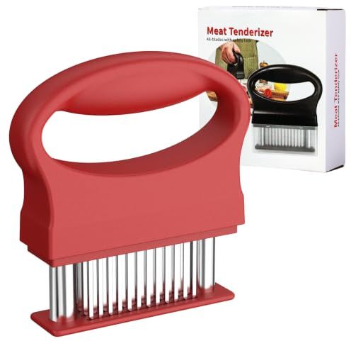 GeeRic Batticarne in Acciaio Inox, Inteneritore Carni con 48 Lama Hamburger DIY Tenera Carne Professionale Batticarne per Cotoletta Bistecca Manzo Maiale Pollo per Hamburger/BBQ/Cucina Domestica