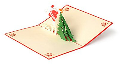 Diese-Klappkarten Weihnachten Geschmückter Weihnachtsbaum 3D Pop-Up Karte | Lustig Froh Weihnachtskarte mit Umschlag W23