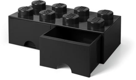 LEGO Ladrillo cajón 8 pomos, 2 cajones, caja de almacenaje apilable, 9,4 l