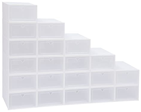 WUPYI2018 Schuhkarton Schuhboxen, Schuhaufbewahrung Kunststoffbox, 20er-Set Transparent Schuhaufbewahrung Schublade Stapelbar Aufbewahrungsbox, 33x23x14cm