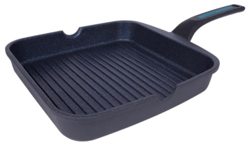 Arcos Serie Thera | Antihaft-Grillpfanne | Aluminiumguss | Geeignet für jede Küche | Ergonomischer Kunststoff- und Silikongriff | Energiesparsystem | Spülmaschinenfest | Schwarz und Blau (28x28 cm)