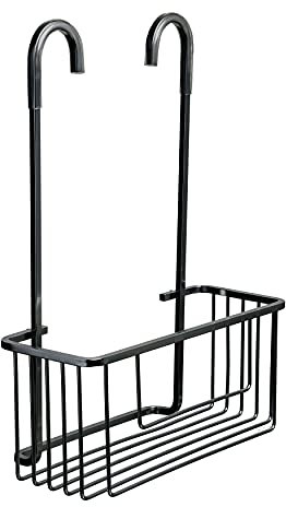 TATAY Colgador Ducha Aluminio | Resistente a la Humedad y Corrosión | Soporta 8 kg | Fácil Montaje Sin Taladro | Diseño Moderno | Cesta Ducha Colgar con Drenaje Eficiente | 28 x 12,8 x 38,5 cm - Negro