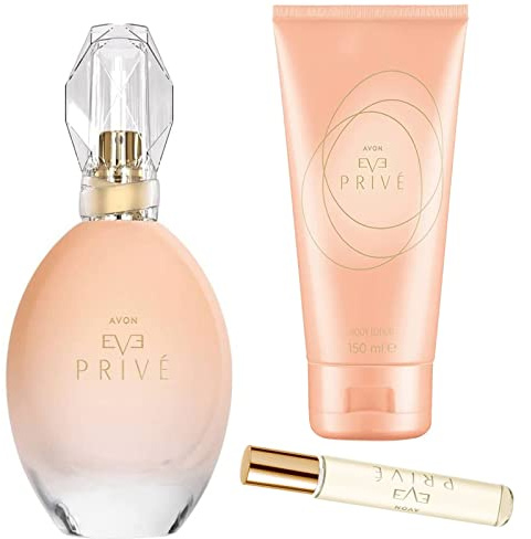 Avon Eve Prive Parfum Set - Eau de Parfum 50ml, Taschenspray 10ml, Körperlotion 150ml für Damen
